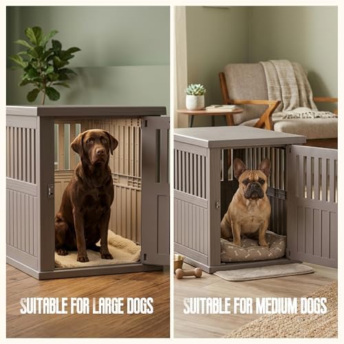 30 INCH Small Dog Crate Furniture, Lockable Indoor Dog Kennel Heavy Duty Decorative Plastic Pet Cage End Table for Small/Medium Dogs, Gray - Image 6