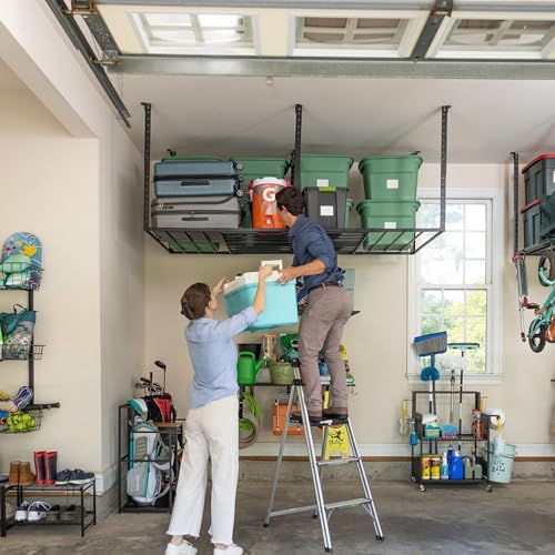 StoreYourBoard 4 x 8 Overhead Garage Storage Rack, Ceiling Shelf Overhead Organization, Heavy Duty Steel Platform Holds 700 lbs, 96 in. x 48 in. x 40 in. - Image 6