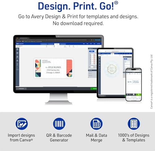 AVERY White Address Labels | Easy Peel | Sure Feed Technology | For Mailing & Shipping | 1" x 2-5/8" | 750 Labels, Pack of 5 - Image 6