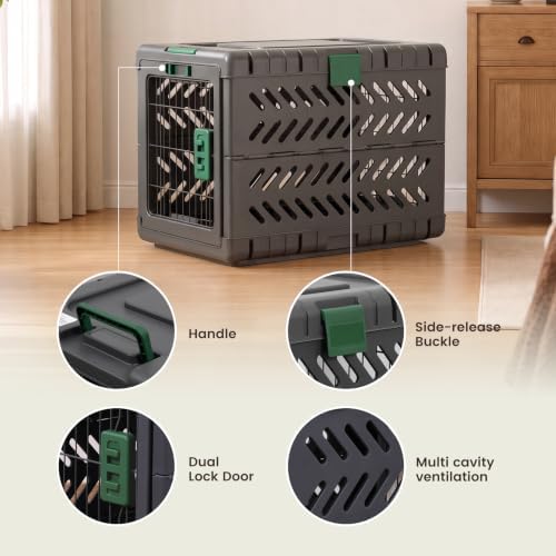 28" L Travel Dog Crate -Collapsible Dog Crate for Medium/Small Dogs, No Tools Required with Space Saving Design,Portable Foldable Dog Carrier with 2 Smooth Wheels,Handles for Easy Moving,Dark Grey - Image 5