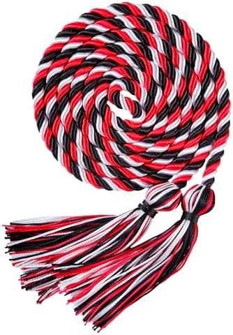 Graduation Honor Cords, 68" Long (Black/White/Red) by UIALECG