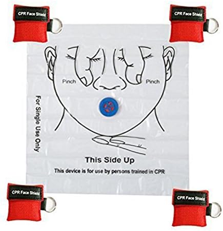 CPR Face Shield Mask Keychain Ring Emergency Kit 10pcs for First Aid or CPR Training, Black - Image 5