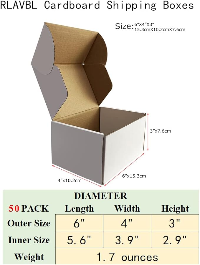RLAVBL 6x4x3 Shipping Boxes Set of 50, Mailer Box - Image 2