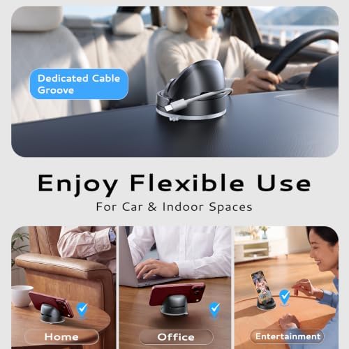 ACMEZING Ultra-Compact Car Phone Holder [Thick Case Friendly | 78LB Suction] 360° Rotate & 30° Tilt Car Phone Mount, Uneven Dashboard Ready, Phone Holders for Your Car for All Smartphones - Image 6
