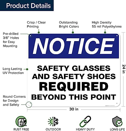 Safety Glasses and Safety Shoes Required Beyond This Point Sign, 24x30 - Image 6