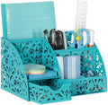 EasyPAG Desk Organizer and Pen Holder for Desk, Mesh Office Supplies Storage Caddy with Drawer for Small Space, Desktop Organizer for Home Office, Dark Teal by EasyPAG