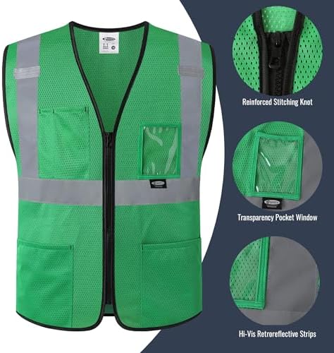 JKSafety Safety Vest for men women Hi Vis Vest with Pockets and Zipper High Visibility Construction Vests BX310 - Image 4