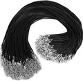 100Pcs Premium Leather Necklace Chains Bracelet Cord with Clasps for Pendants, Bulk Waxed Rope Necklace String, Black , 18" for Jewelry Making Supplies, 1.5mm DHOOZ by DHOOZ