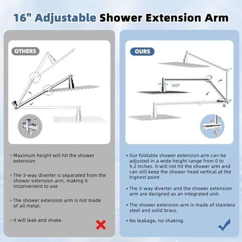 Metal Rain Shower Head with Handheld, 8“ High-Pressure Showerhead,10-Mode - Image 3