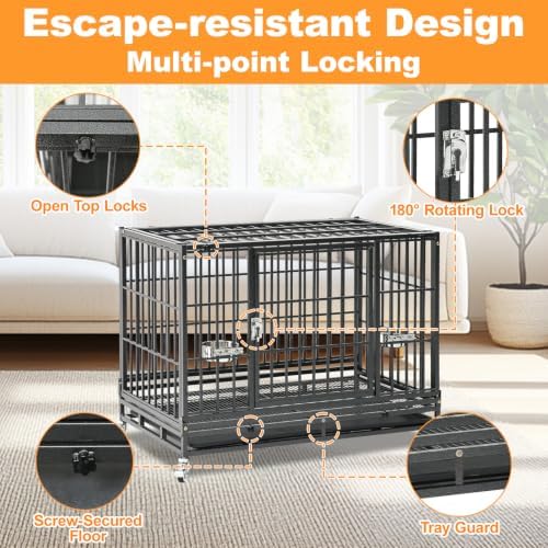 Homey Pet Two Tier 37" Heavy Duty Stackable Dog Crate with Wheels - Image 5