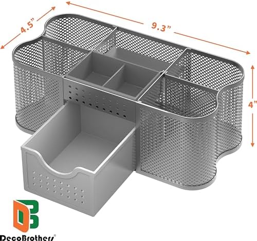 Deco Brothers Desk Organizers Pen Holder Office Caddy Storage, Silver - Image 6