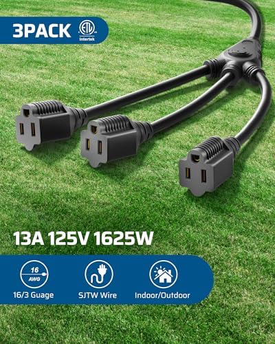 DEWENWILS Extension Cord, 18 Inch 16/3C, ETL Listed, Black, Pack of 3 - Image 6