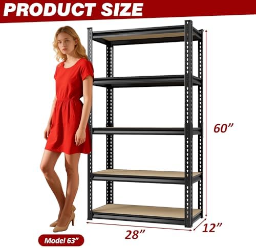2025LBS Heavy Duty Garage Shelving 5-Tier Garage Storage Shelves - Image 3