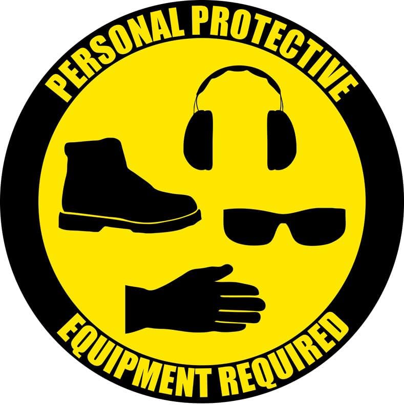 PPE Required - Floor Sign 36" x 36" - Permanent by CreativeSafetySupply