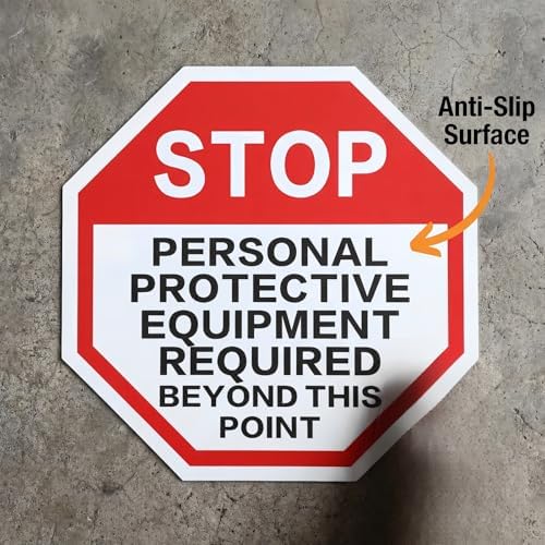 5 Pcs Stop Personal Protective Floor Sticker, 17" x 17" - Image 4