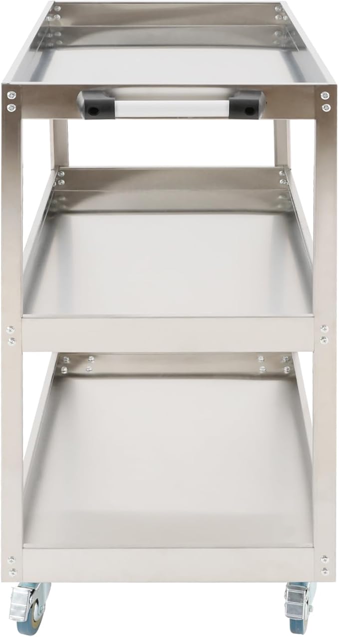 3-Tier Stainless Steel Utility Cart, 440lb Load-Bearing Heavy Duty Service Cart - Image 5