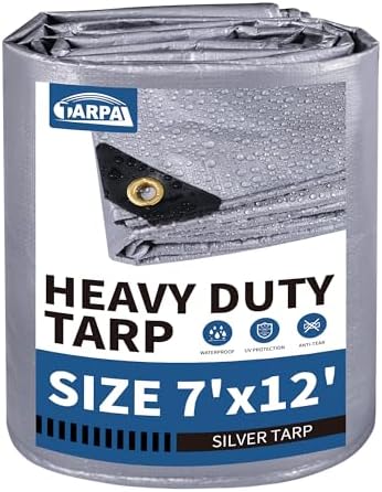 TARPAL 7x12 tarp,Heavy Duty Tarp 14mil Silver Reflective Tarps by TARPAL