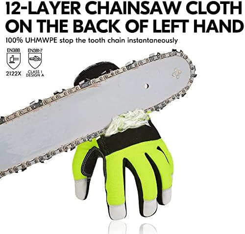 Vgo... Leather Chainsaw Gloves,left-hand Saw Protection(GA9767CS/GA8912) - Image 2