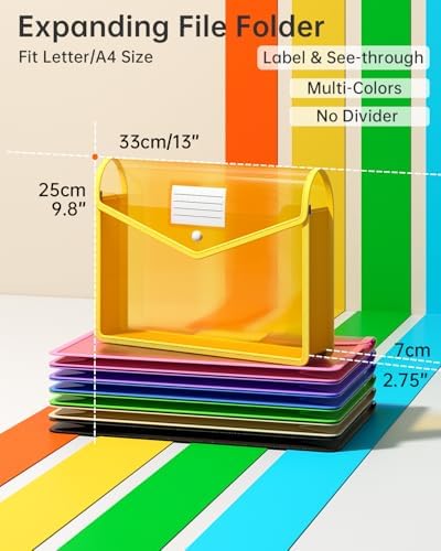 Plastic Expanding File Folder, Transparent Envelopes with Snap Closure - Image 2