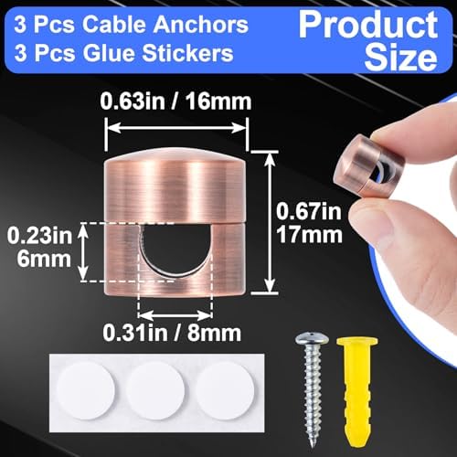 SmallCat 3 Sets Charger Holders for Cords, Metal Cord Holder -Red Bronze - Image 2