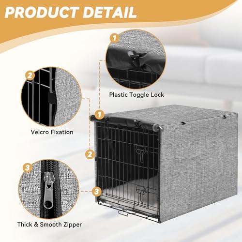 Akinerri Dog Crate Cover, Double Door Waterproof Kennel Cover, 24 in Grey - Image 2