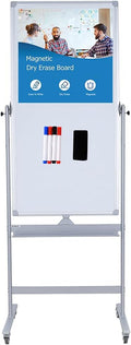 Magnetic Mobile Whiteboard 48x24-in 360° Reversible Two-sided White Board by DexBoard