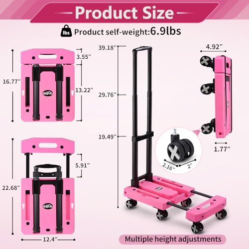 GtIiFmTe Foldable Hand Truck, Lightweight Luggage Cart for Airport Car Seat - Image 2