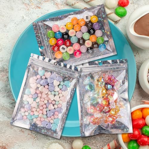 FUNFERY Star 4x6 inch Holographic Bags Resealable Bags with Clear Window - Image 2