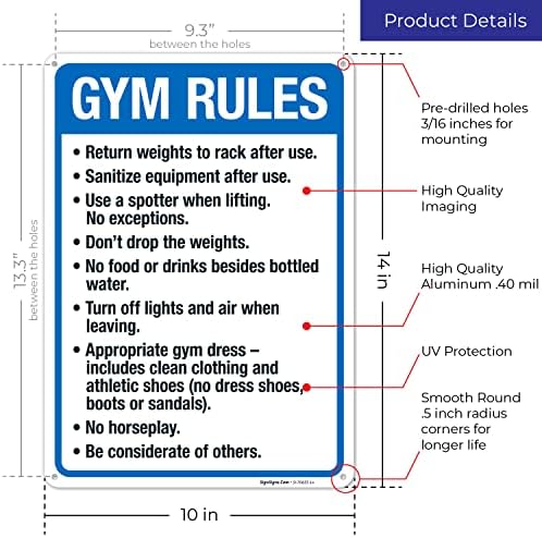 Gym Rules Return Weights to Rack After Use Sanitize Equipment After Use - Image 3