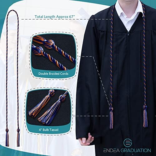 Endea Graduation Single Honor Cord Two-Color (Royal Blue/Orange) - Image 3