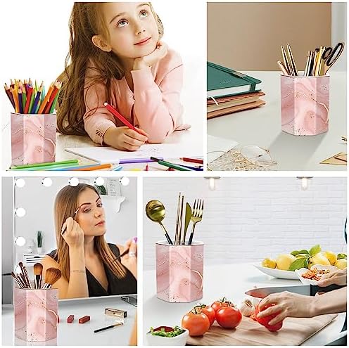 Cute Pen Holder for Desk, Ceramic Pencil Holder, Pen Cup Marker Holder Makeup Brush Holders, Desk Accessories & Workspace Organizers for Home, Office, Red Marble - Image 4