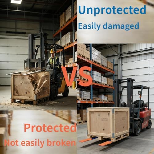 Forklift Accessories, Fork Covers, for forklifts 48"-60" long and 3"-7" wide, Made of Thickened Nylon to Prevent Scratching Goods, Suitable for Light-Duty Handling, Blue with Orange Fork Tips, 1 Pair. - Image 3
