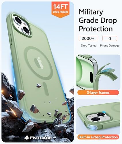 FNTCASE for iPhone 15/14/13 Case, Fit for Magsafe, Glass Screen Protector - Image 5