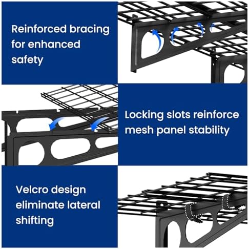 FLEXIMOUNTS 2-Pack 2x4ft Garage Shelving with Hooks, 600lbs Load, Black - Image 5