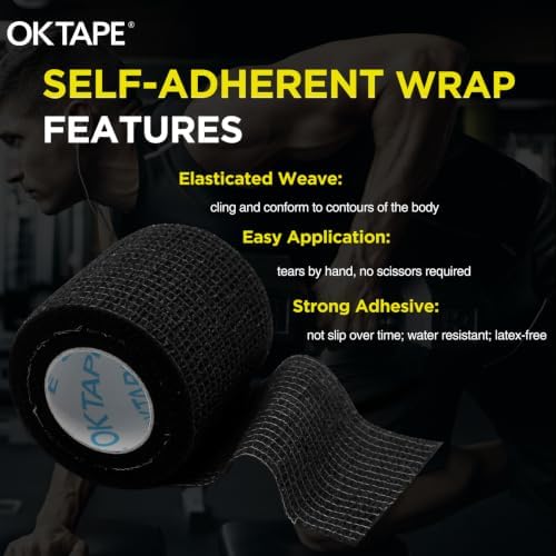 OK TAPE 24 Rolls Self Adhesive Bandage Wrap, Cohesive Elastic Athletic Tape - Image 5