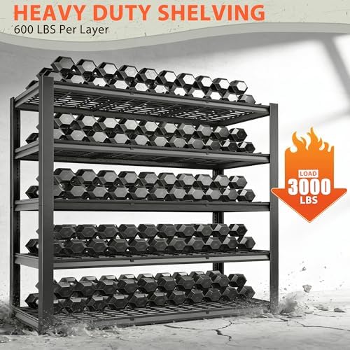 Romorgniz 60" W Garage Shelving, Storage Shelves,5 Tier Adjustable Metal Shelving,Metal Storage Shelves 600LBS Per Shelf (3000LBS Total) for Garage,Basement,Warehouse, Workshop,24" D x 72.02" H - Image 7