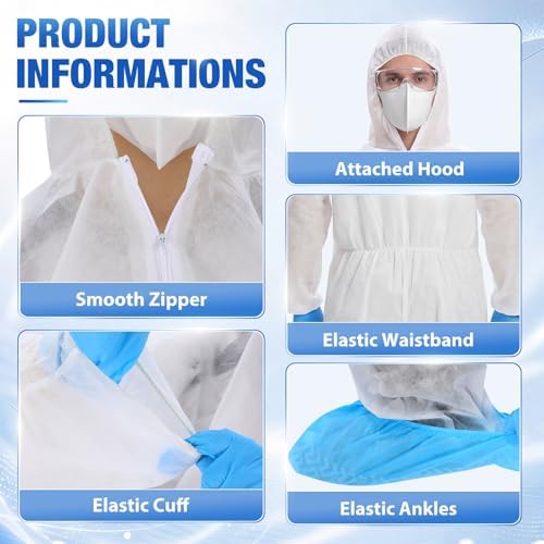 Unittype 15 Set Hazmat Suits Disposable Protective Coveralls Heavy Duty Full Body Painters Suit Breathable Waterproof - Image 4
