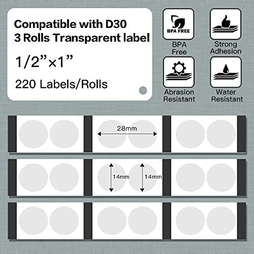 Phomemo D30 Labels,Transparent Circle 1/2" X 1" (14mm X 28mm) - Image 2
