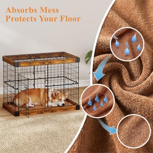 30 Inch Dog Crate Furniture with Cushion Mat for Dogs up to 30 lbs, Indoor Dog Kennel with Spacious Storage Top, Decorative Metal Dog Cage for Small Dogs - Image 2