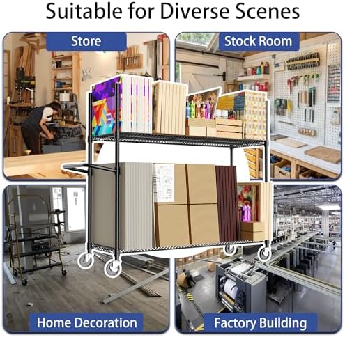 Carton Stand,Heavy-Gauge Wire Frame with Height Adjustable,8 Removable Dividers & Locking Wheels,Load Rating 1200lb for Commercial Storage,Rolling Storage Cart for Commercial,Retail,Home - Image 7