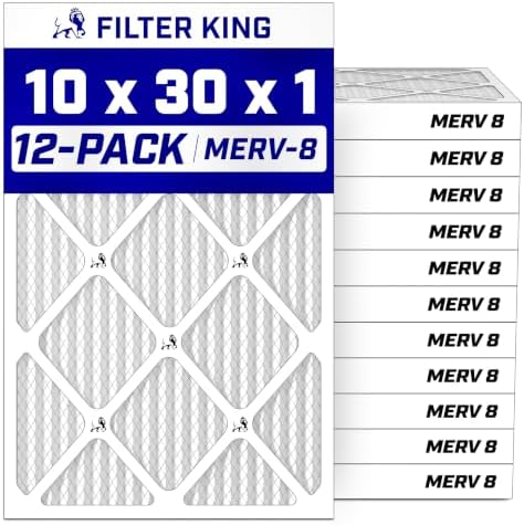 Filter King 10x30x1 Air Filter MERV 8, AC Furnace Filters (12-Pack) by FilterKing