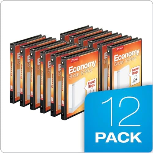 Cardinal Economy 3 Ring Binders, Binders for School and Office, Durable 1/2 inch Round Rings, Holds 125 Sheets, ClearVue Presentation View, Non-Stick, Black, Carton of 12 (90602) - Image 6