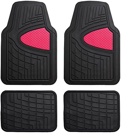 FH Group Automotive Floor Mats - Heavy-Duty Rubber Floor Mats for Cars, Universal Fit Full Set, Climaproof Floor Mats, Trimmable Floor Mats for Most Sedan, SUV, Truck Floor Mats Pink by FHGroup