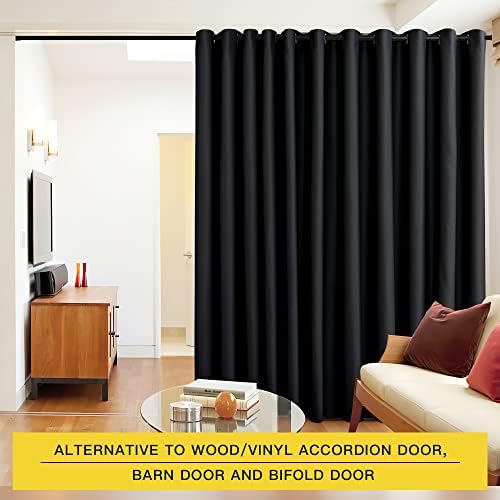 NICETOWN Closet Door Heavy Curtain, Room Dividers Shade Screens Partitions, Extra Large Space Partition Blackout Drape, Screen Dividers for Rooms (1 Pack, 20ft Wide x 9ft Long, Black) - Image 3