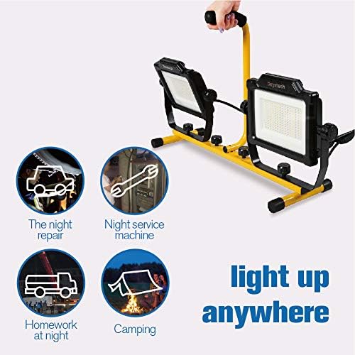 180W 20000 Lumen Dual-Head LED Work Light with Tripod Stand, 4 Brightness Adjustable, IP 65 Waterproof 10 Ft Power Cord - Image 4