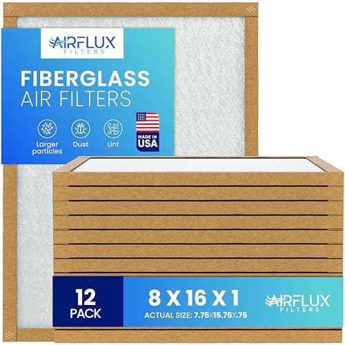 Fiberglass Air Filter -8x16x1Air Filter 12 Pack - Non Pleated 8"x16"x1", AC Filters for Home, Fiberglass, HVAC filters, Heater, Furnace Catcher for Dust - 1 YEAR SUPPLY by Unknown