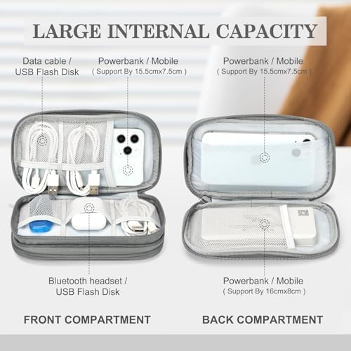 FYY Electronic Organizer, Travel Tech Pouch Bag, Cable Organizer Dark Grey - Image 3