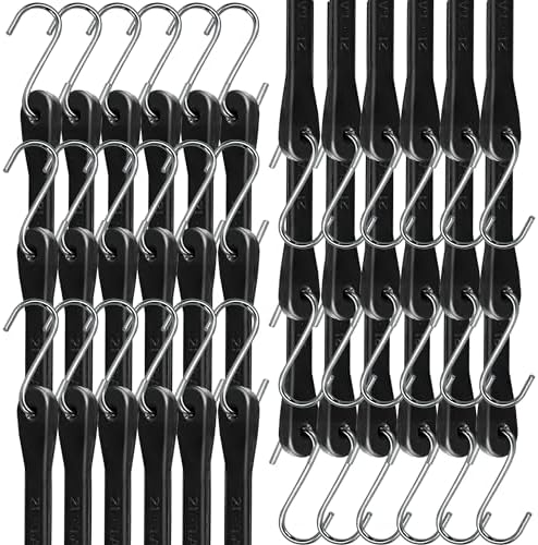 Bungee Cords with Hooks 21" 50 Pack, Heavy Duty Rubber Tarp Straps S Hooks by Digank