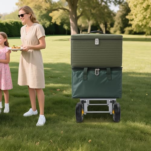 Heavy Duty Dolly 1200 lbs Capacity, 6-Wheel Foldable Utility Cart with 10" Inflatable Tires, Carbon Steel Platform Dolly for Moving Furniture, Equipment, Warehouse Use (Grey) - Image 3