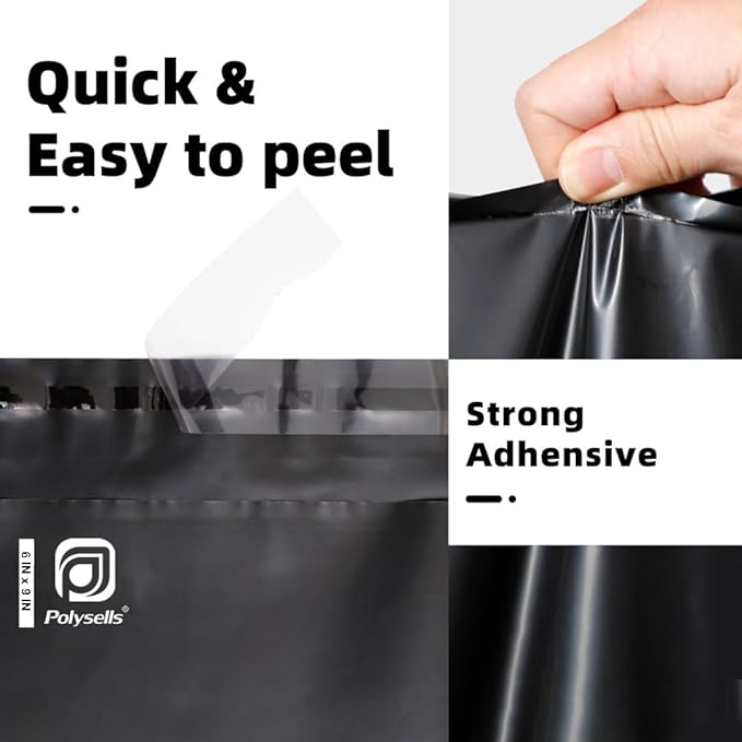 POLYSELLS 200 pcs 6x9 Inches Black Poly Mailers Shipping Envelopes, Strong - Image 4